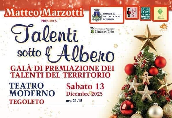 Al Teatro Moderno di Tegoleto, “Talenti sotto l’Albero 2025”