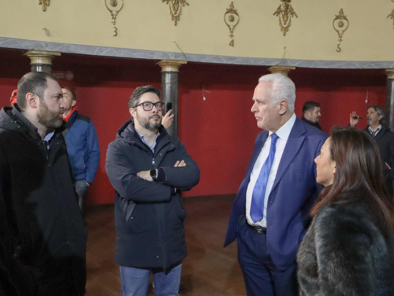 Eugenio Giani in visita al cantiere del Teatro Garibaldi di Foiano